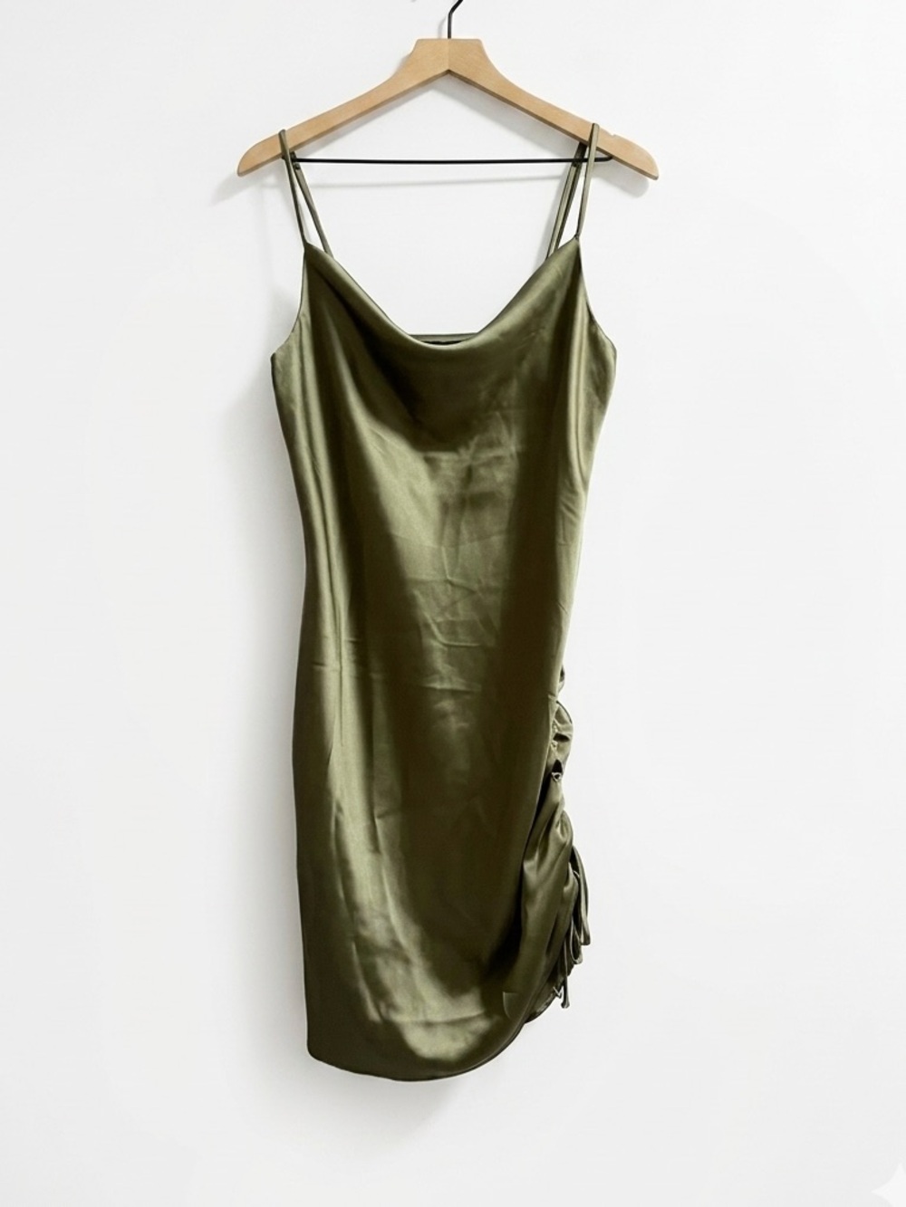 Forever 21 Olive Satin Cowl Slip Dress - Picture 2 of 7
